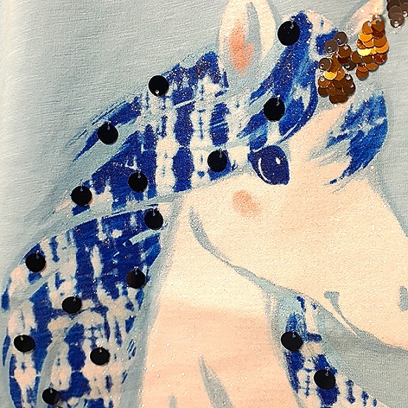 Justice Girls Crochet Yoke Unicorn Sequin Tank - Picture 3 of 5